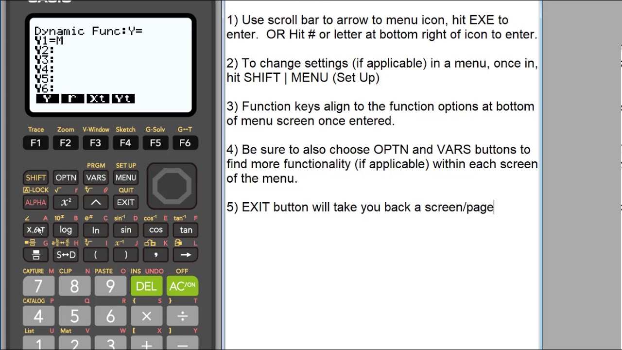fx-9750GIII Graphing Calculator: Dynamic Graph Menu Icon Overview