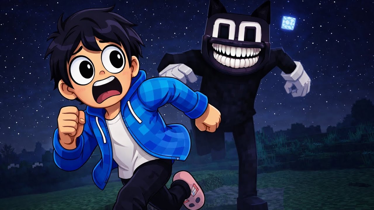 Minecraft, mas o Cartoon Cat está atrás de mim 😱😂