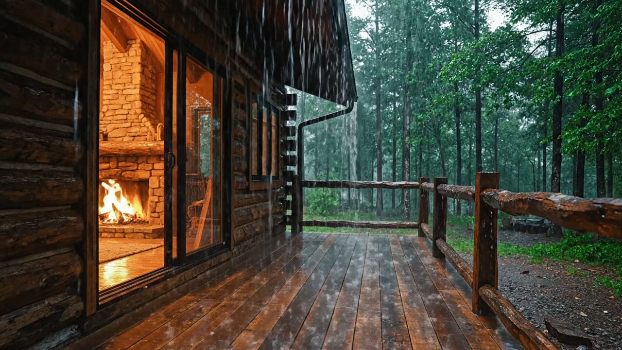 Som de Chuva e Trovões no Telhado para Dormir Profundamente - 24 Horas Chuva na floresta nebulosa