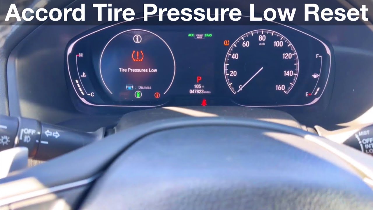 2018 - 2022 Honda Accord Tire Pressure low Reset / TPMS Calibration