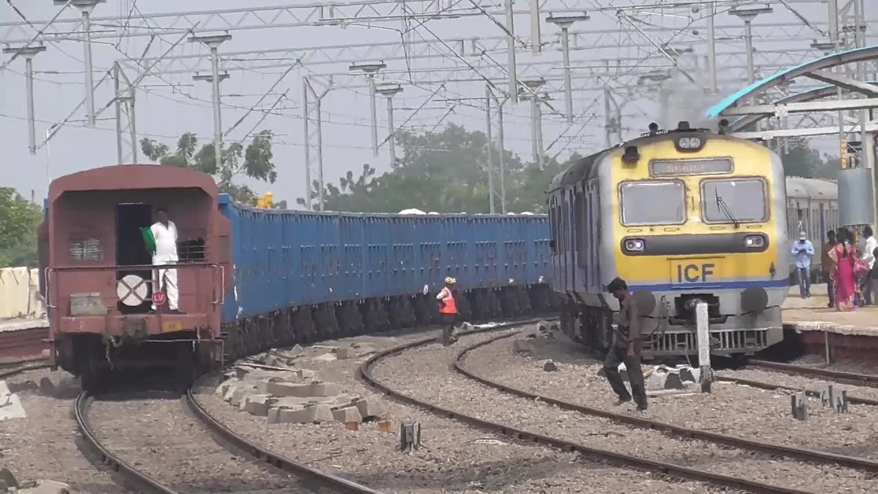 Huge Curving Station | Flag Exchanging Diesel Electric Trains | IndianRailways