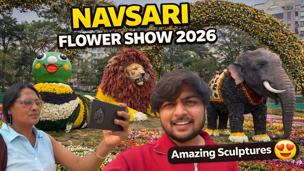 Navsari Flower Show 2026 🌸 | Family Ke Sath Amazing Flower Sculptures | Mins Vlogs 