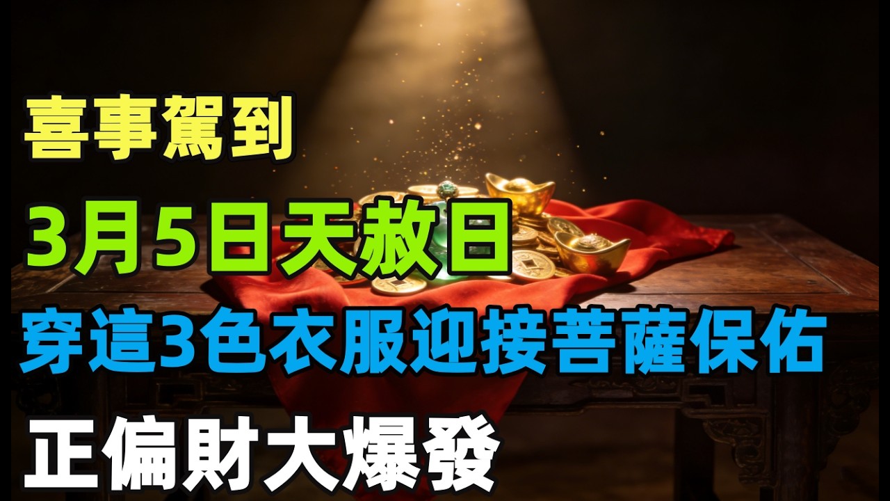 喜事駕到！ 3月5日天赦日，穿這3色衣服迎接菩薩保佑，正偏財大爆發！