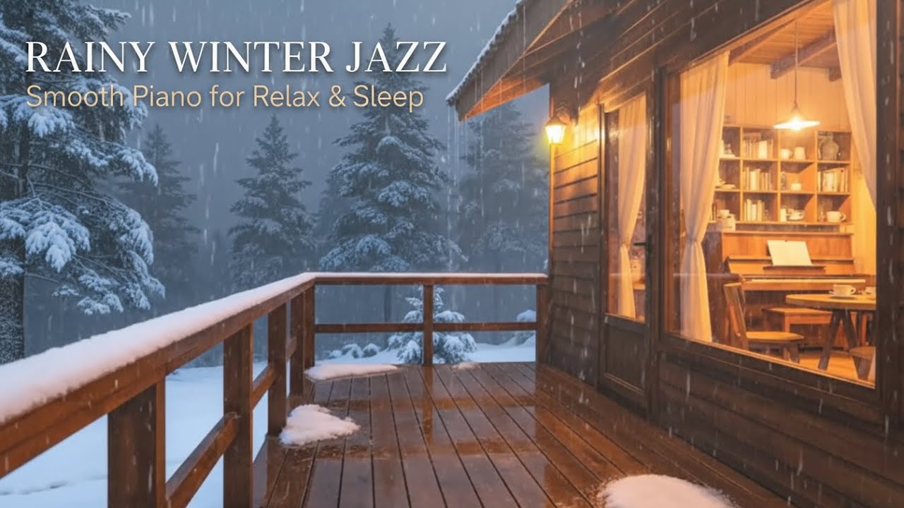 Late Night Winter Jazz ❄️🌙 | Rain, Snow & Cozy Piano Café Vibes