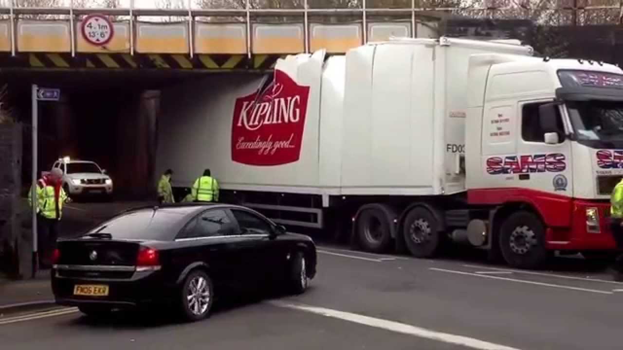Lorry hit Stoke Road railway bridge this morning in the U.K.