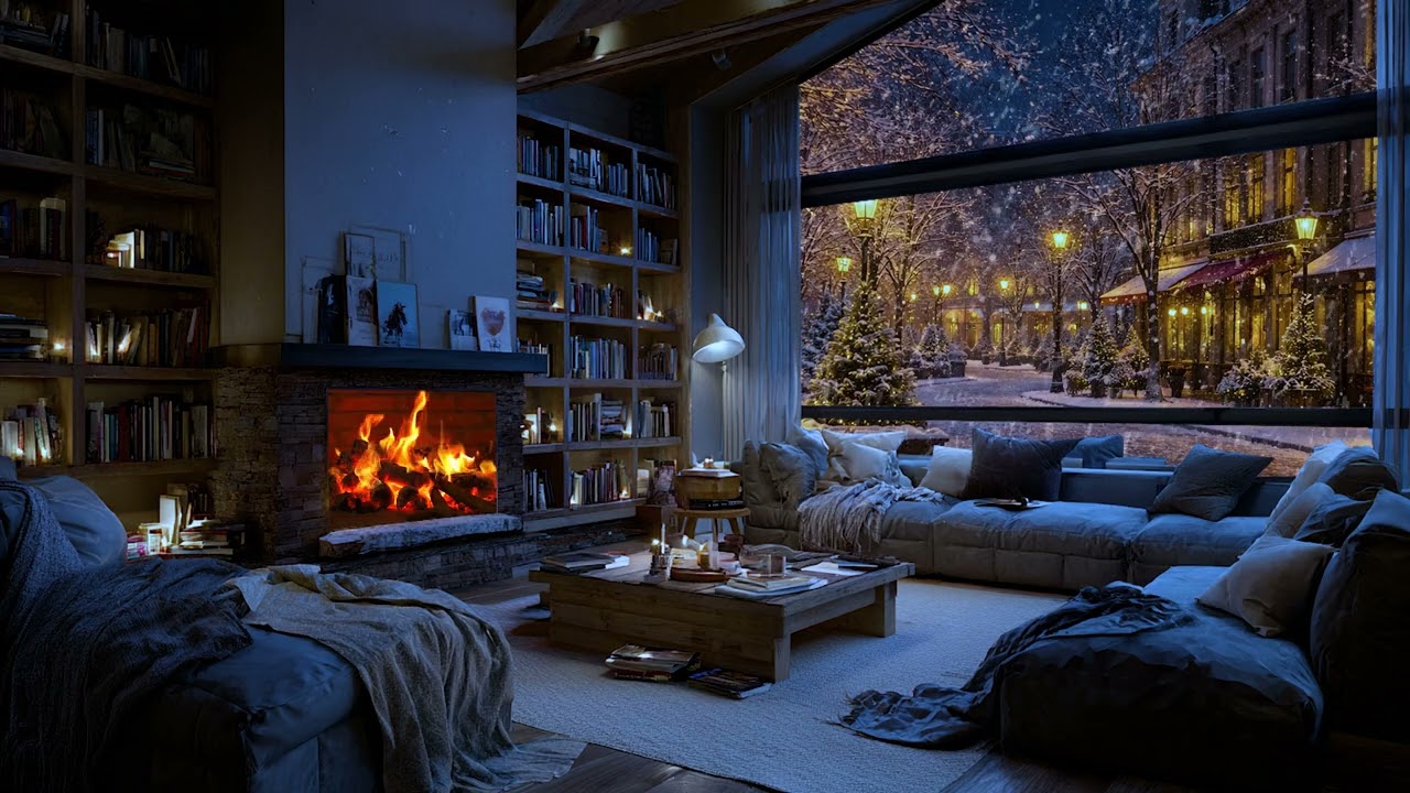Cozy Winter Snow Living Room ❄️ 3 Hours Chill Out Jazz | Relaxing Jazz for Study, Sleep & Relax