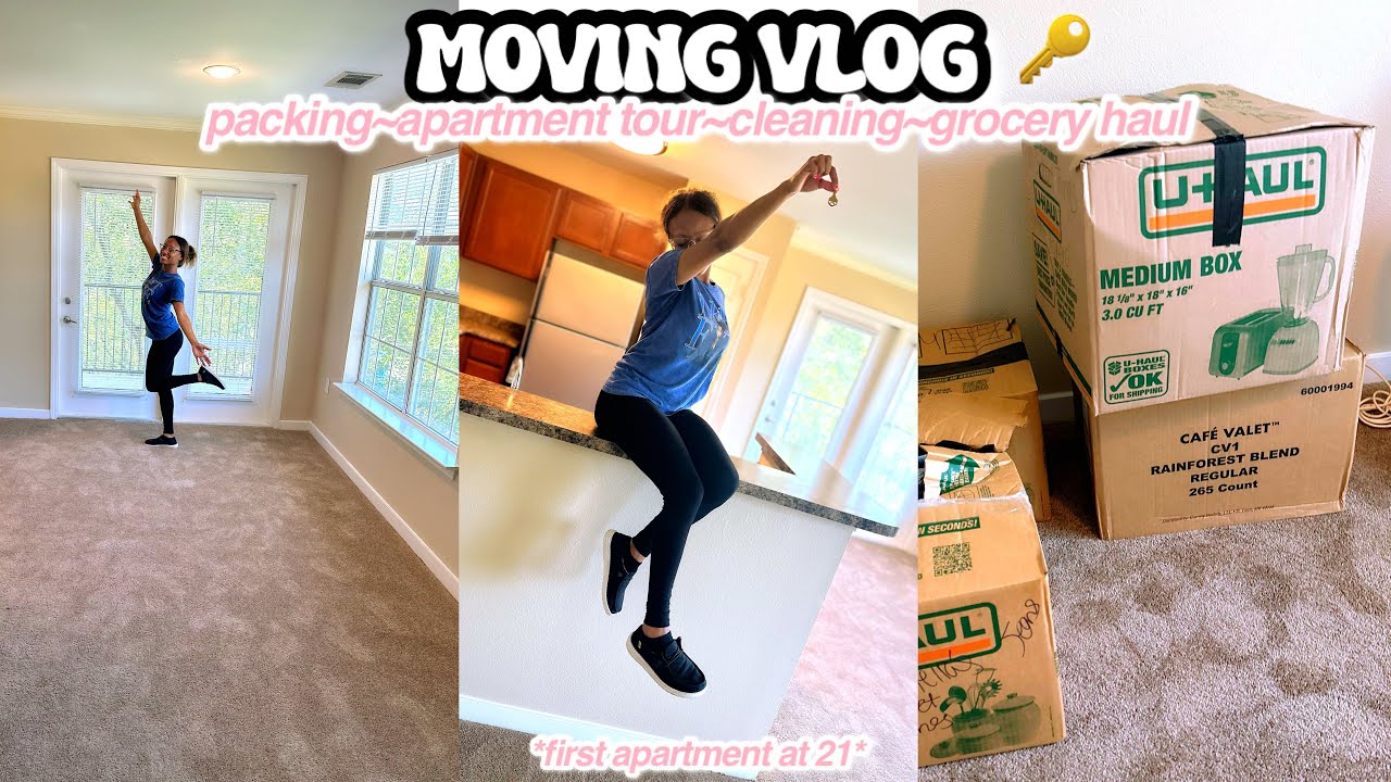 moving vlog ep.01| 1st APARTMENT AT 21 ! { Tour, Packing, Cleaning, Grocery haul}