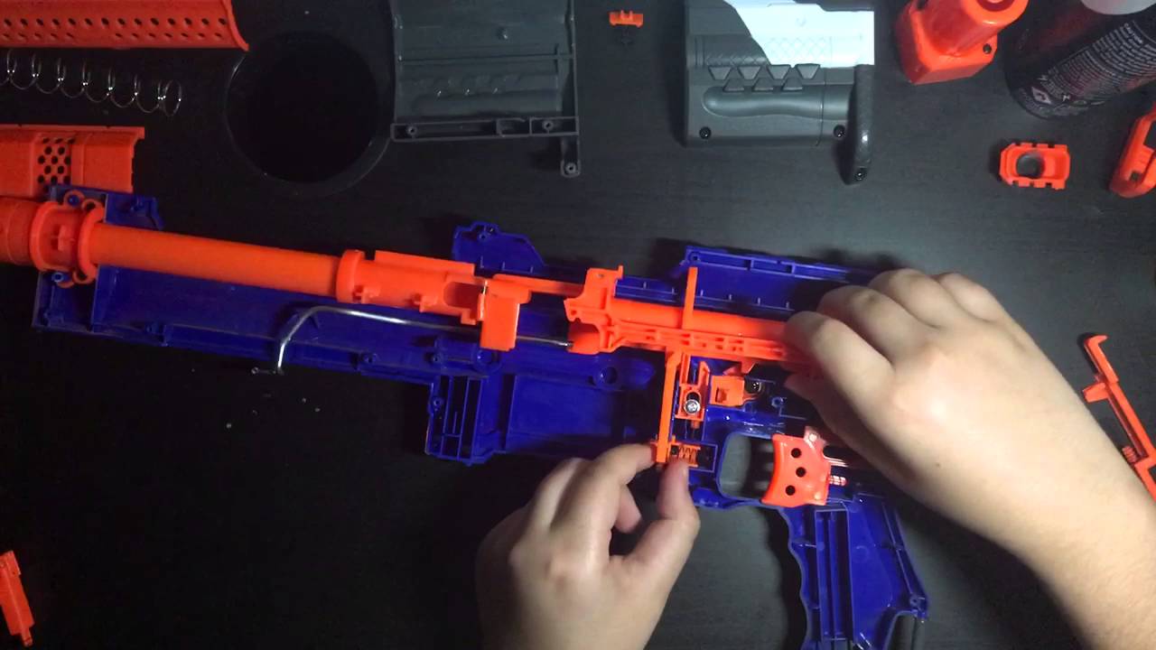 Nerf elite alpha trooper CS-12 modification part 1 lock removal
