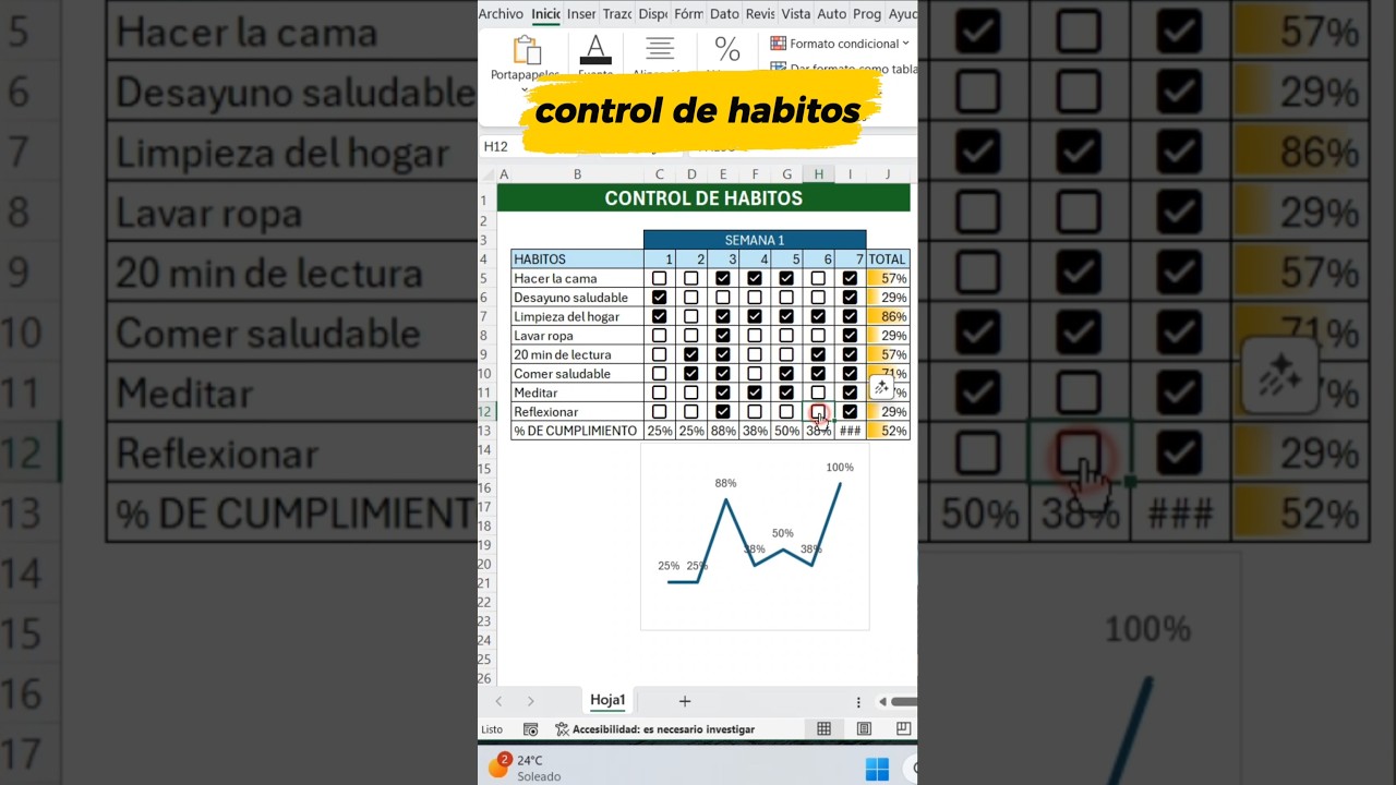 control de h&aacute;bitos din&aacute;mico #excel #tips #tips #windows #word #exceltips #powerpoint