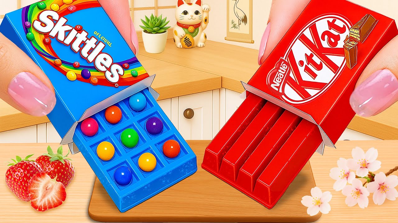 Skittles vs KitKat Chocolate Bar 🍫🌈 | スキットルズ vs キットカットチョコバー | Sweet Japan