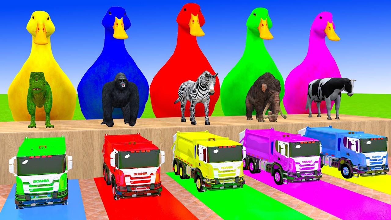 Long Slide Game With Cow Elephant Gorilla Hippopotamus Tiger 3d Animal Game Funny 3d Animals