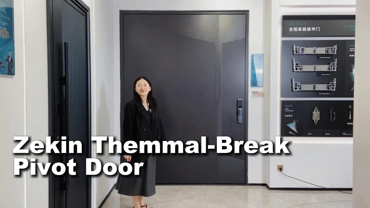 Pivot door — its surface has a refined, textured finish