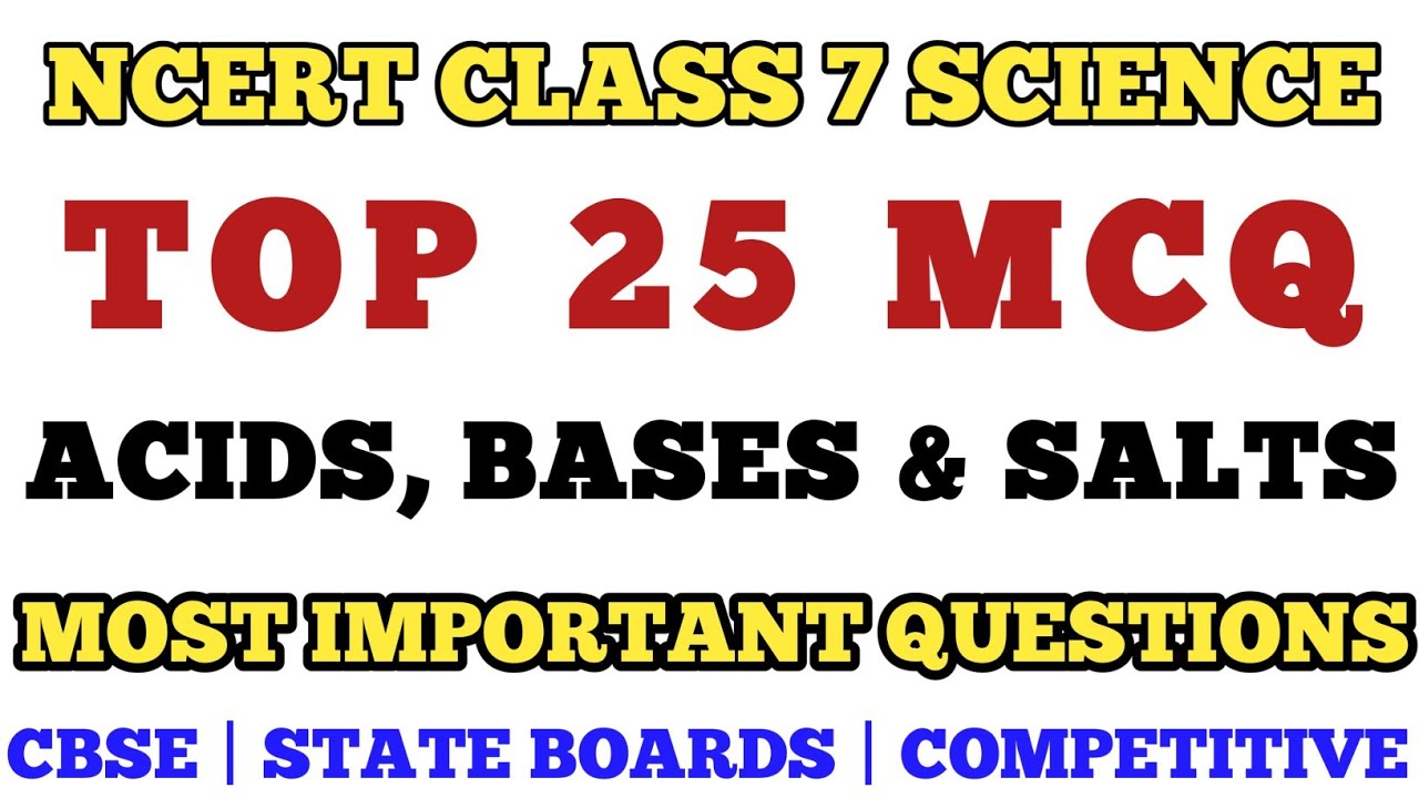 Best MCQ Class 7 Acids Bases & Salts Full Chapter | Science Chapter 5 NCERT MCQ // Class 7 Science