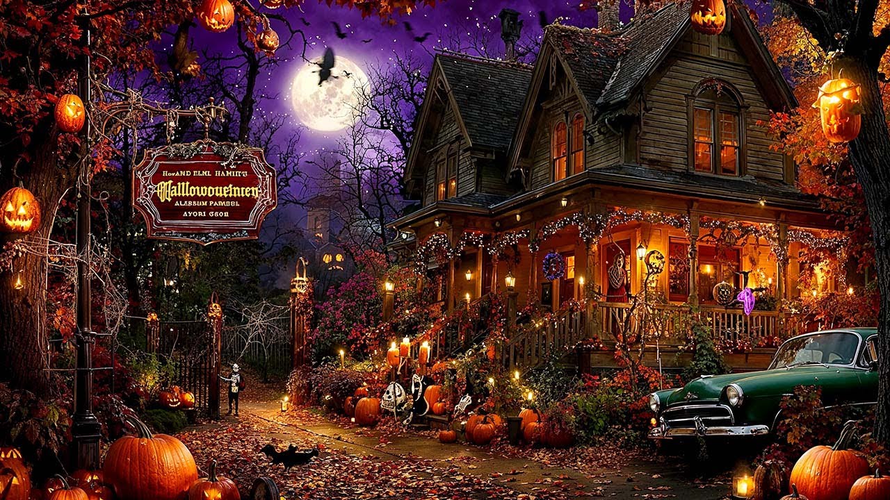 Расслабляющая атмосфера Хэллоуина 2025 🎃 Жутковатое кладбище на Хэллоуин 👻 Жуткие звуки, лучшая му