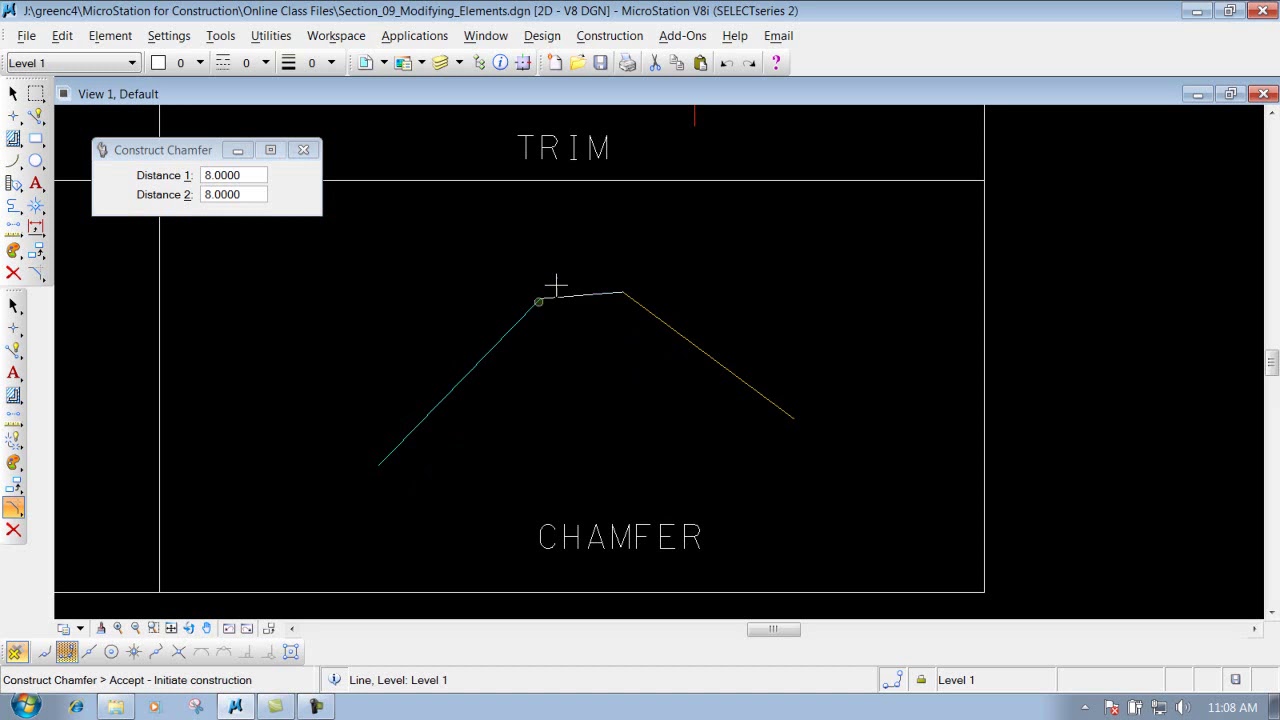 MicrostationV8I SS4 9.15 Chamfer