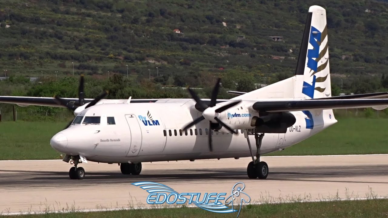 VLM Airlines - Fokker 50 OO-VLZ - Close-up Takeoff from Split Airport LDSP/SPU