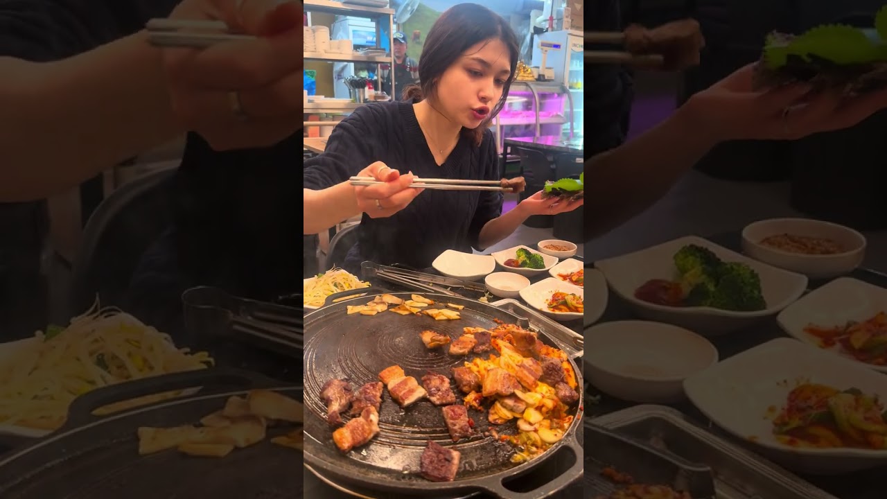 Пожарили корейское мясо с дочей #mariaseoul 