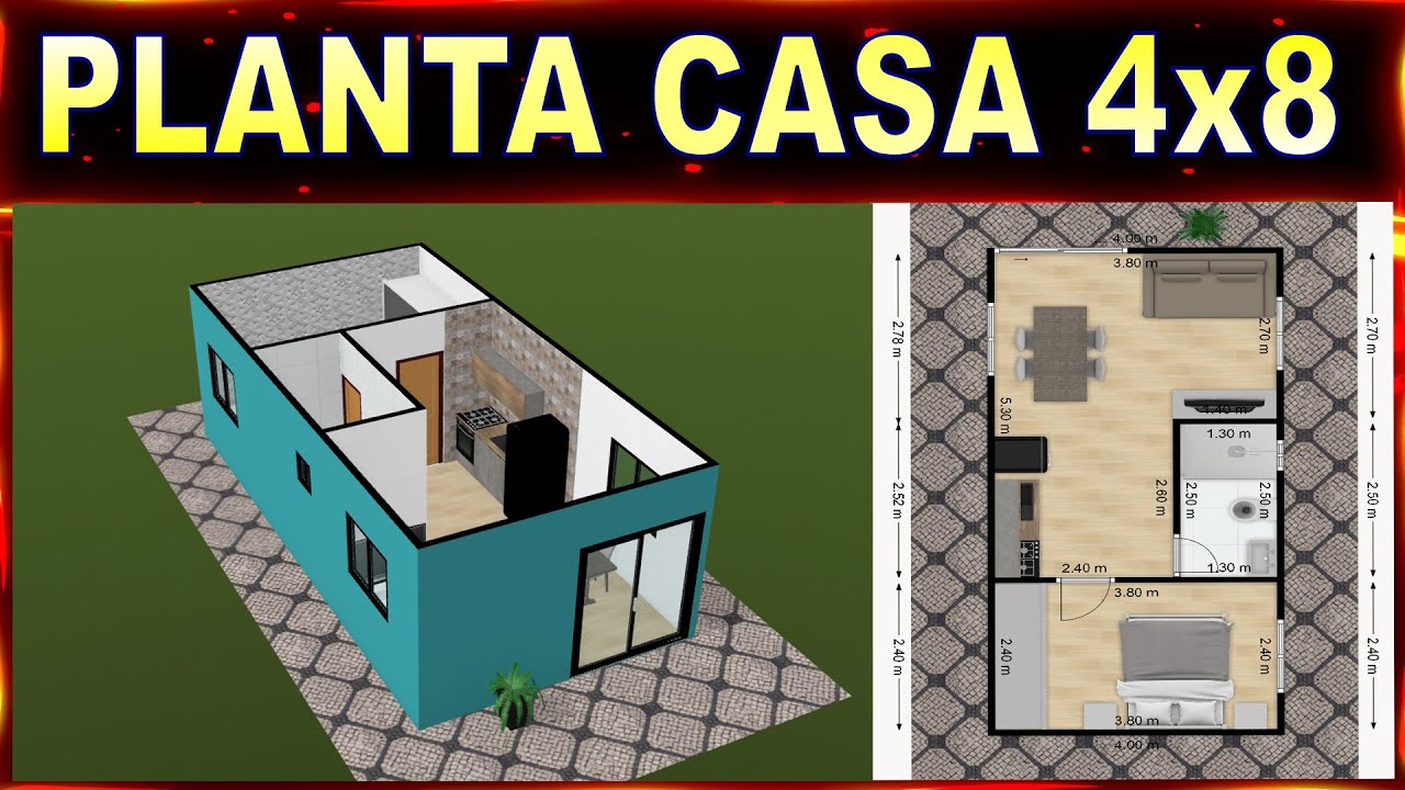Planta Casa 4x8 - 32m&sup2; com Cozinha Americana