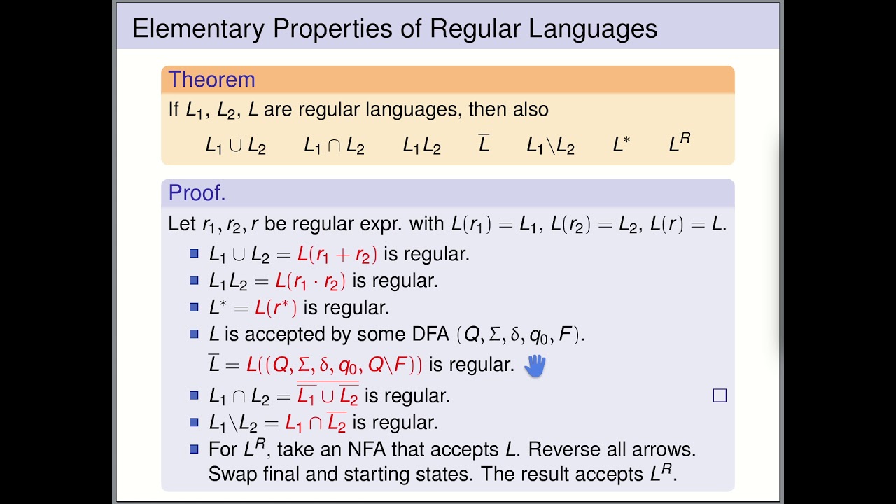 Automata Theory - Properties of Regular Languages