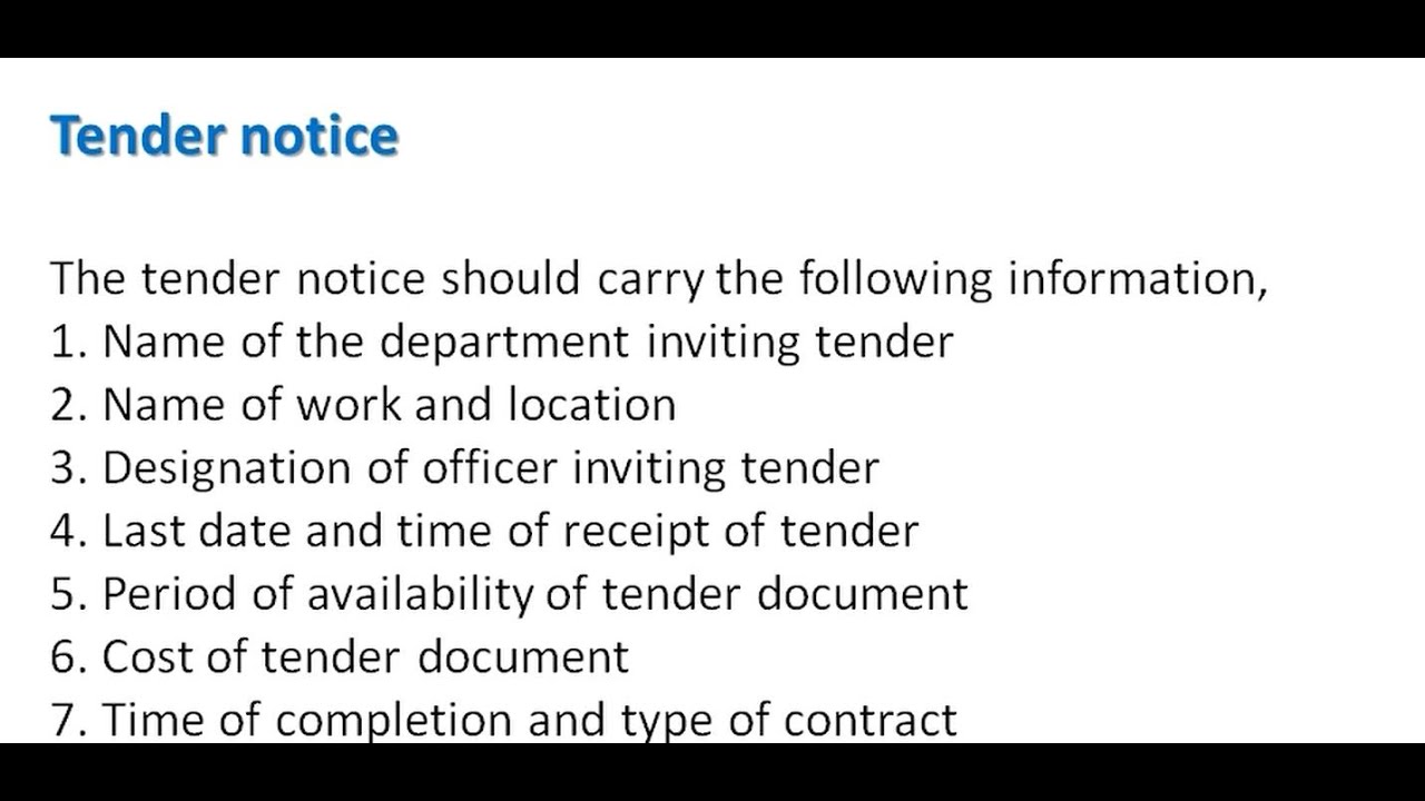 What is tender notice | CEM