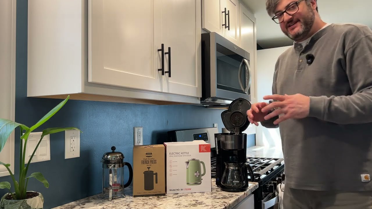 Plastic-Free Coffee with a Stainless Steel French Press and Electric Water Heater