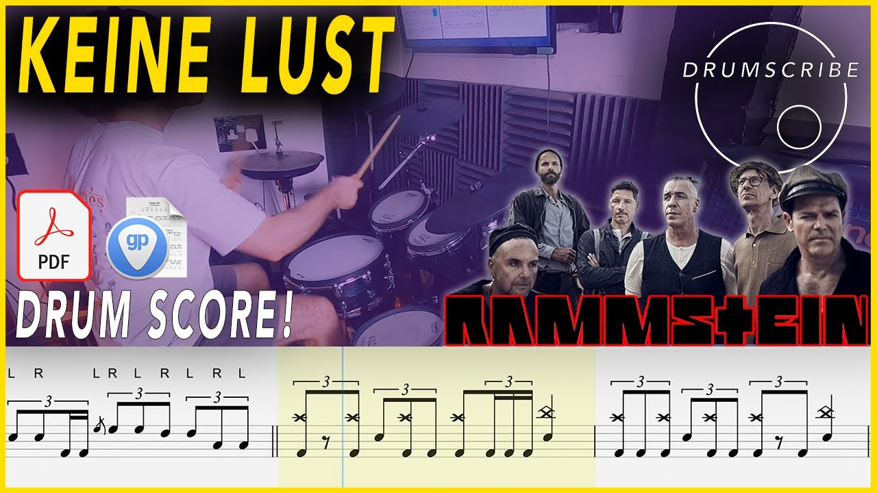 Keine Lust - Rammstein | DRUM SCORE Sheet Music | #160 DRUMSCRIBE