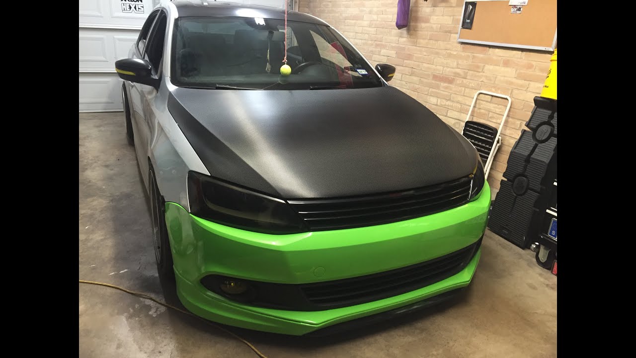 Avery Dennison Black Carbon Fiber Vinyl MKVI Jetta Hood Wrap w/ Gawriluk Wraps and Fellers