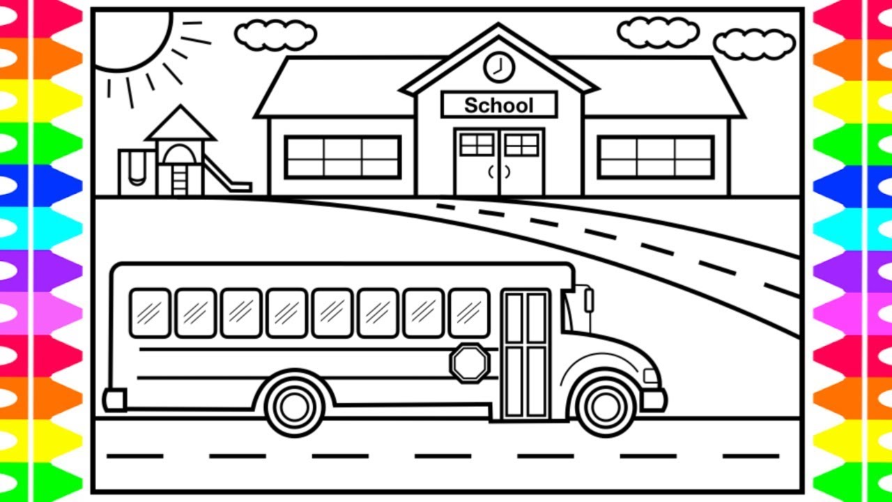 How to Draw a School Bus 💛🧡🎓School Bus Drawing | Back to School Drawings for Kids