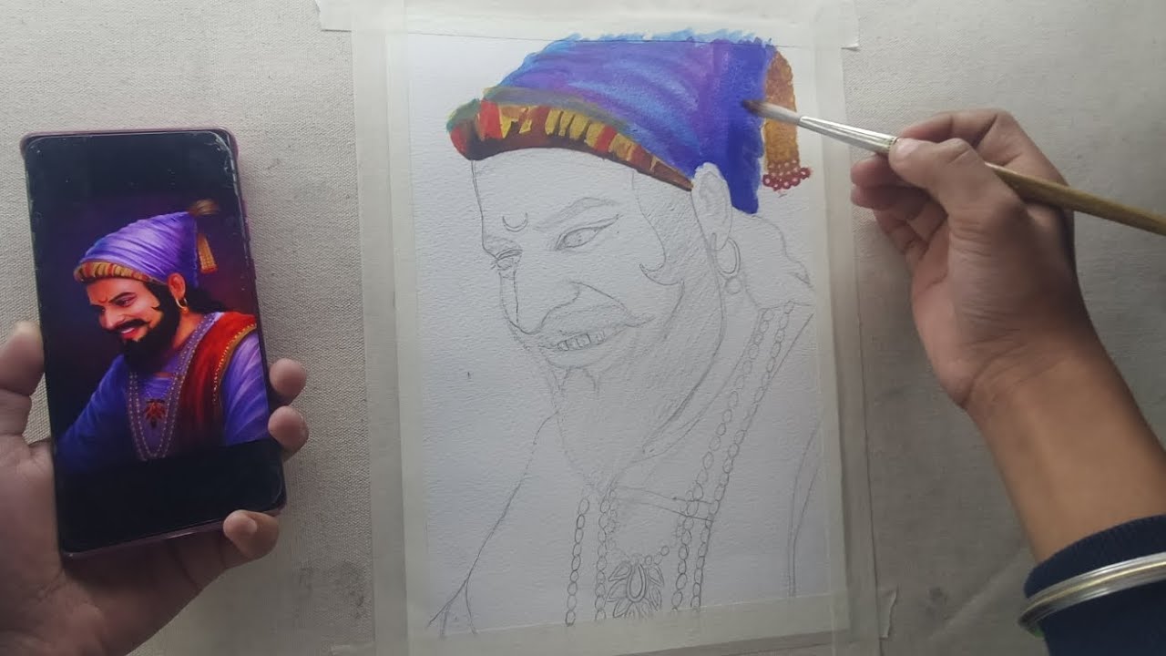 Chatrapati Shivaji Maharaj Drawing 🤩 Water Colour Painting 