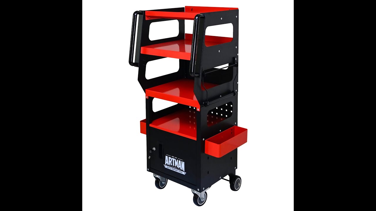 ARTMAN CD1700 4-Level Tool Rolling Cart with Lockable Bottom Cabinet