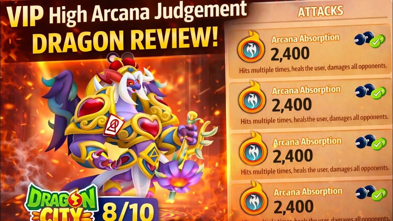 #3. High Arcana Judgement Dragon Review 🔥 Heroic VIP With 4 Arcana Skills! (8/10)