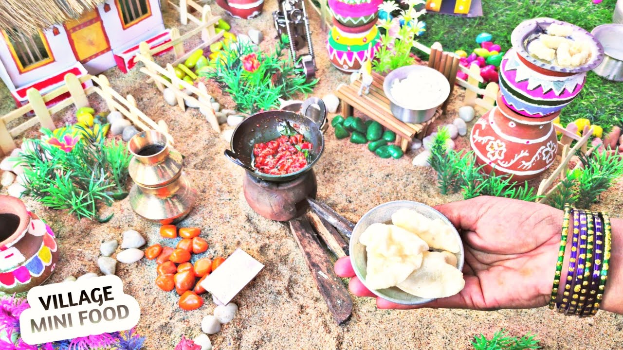 Miniature Tomato Curry / Gravy , Rice, Miniature Waffle, Appalam | Mini Foodkey | Miniature Cooking