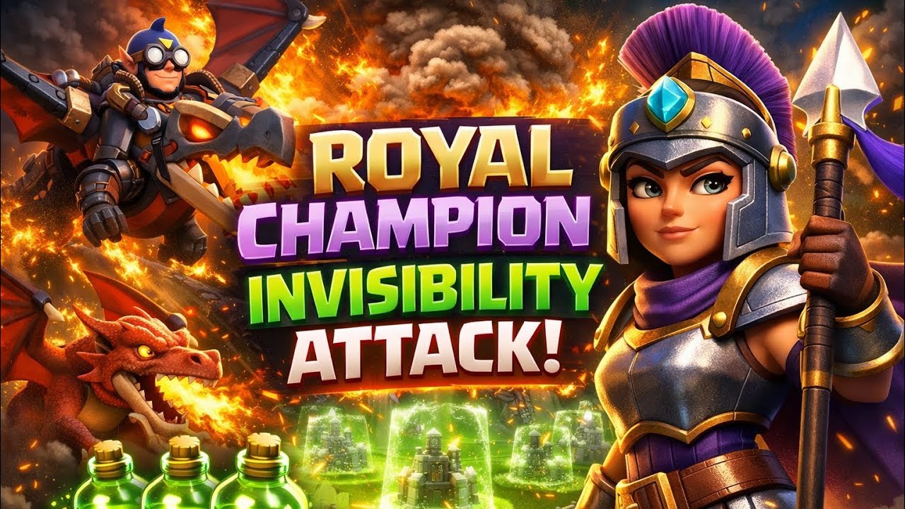 🔥 Royal Champion Invisibility Attack | Dragon Rider & Dragon | Electro League 31 #coc #pog #pog25 #@