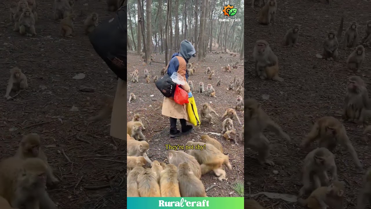 Monkey Mayhem! Feeding Time at the Monkey Mountain #monkeys #funny #wildlife