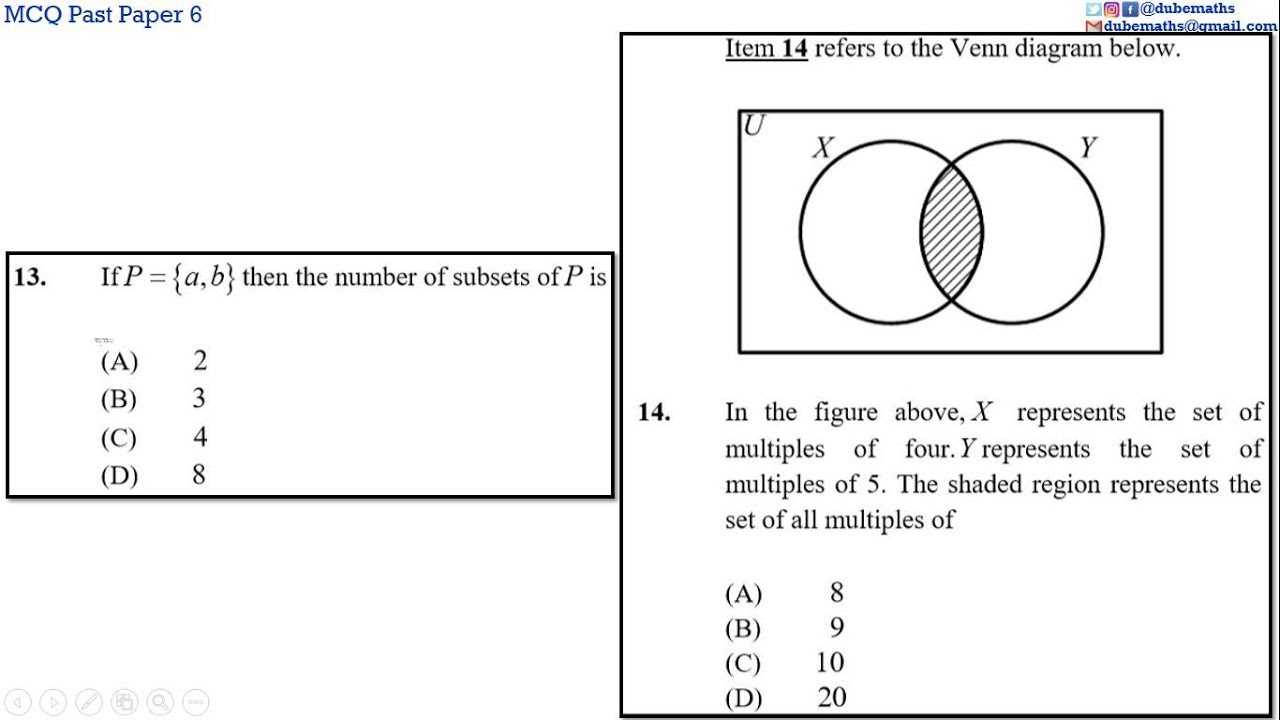 13&14 | Sets | Multiple Choice 6 | CXC CSEC Mathematics
