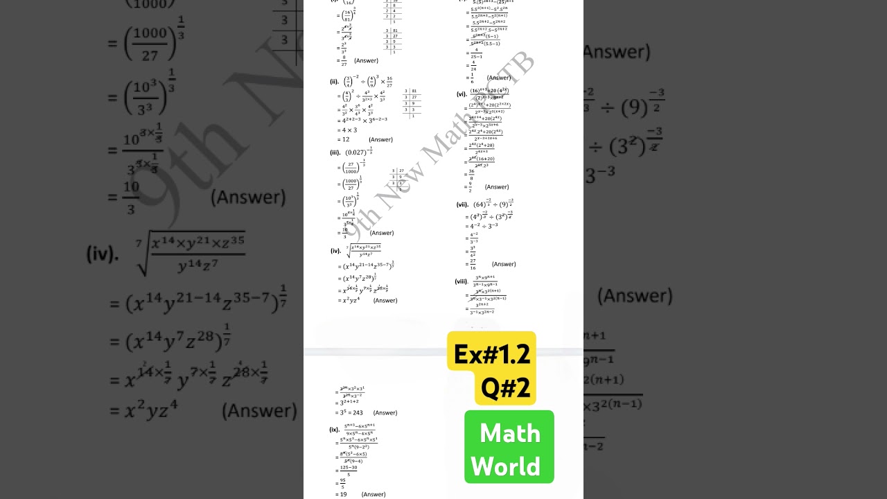 Class 9th, Ex# 1.2 Q#2, Math(Science)                                     25 March 2025