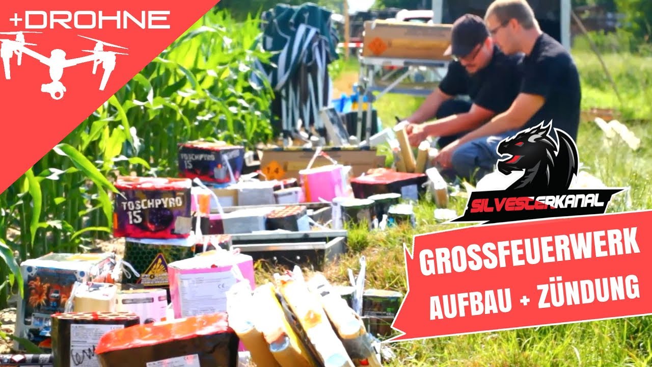 XXL Großfeuerwerk - Profi Feuerwerk - Aufbau und Zündung (mit Drohne gefilmt)
