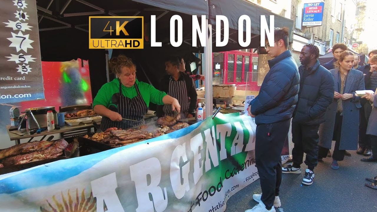 Leather Lane Street Food | Hatton Garden | London Holborn Walking Tour | 4K 60FPS