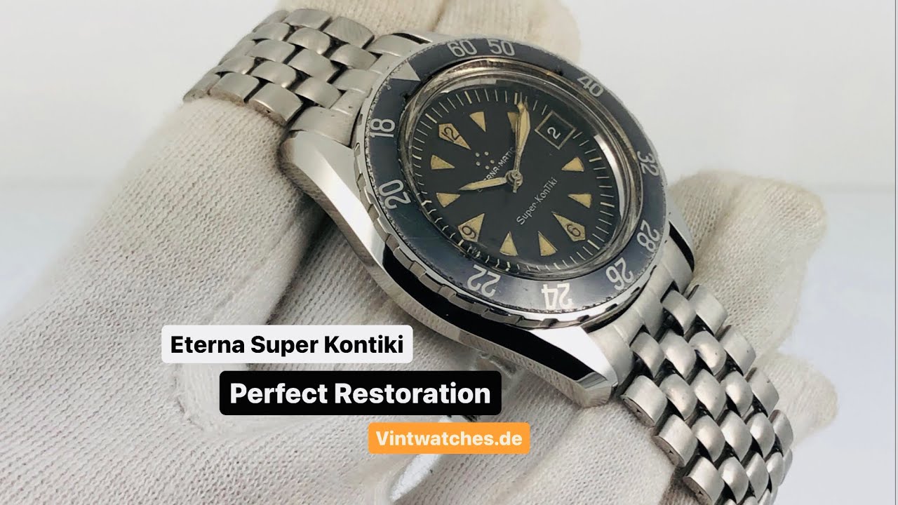 Iconic Eterna Super Kontiki Military Divers Watch Perfect Restoration - Lapping, Laser Welding, etc