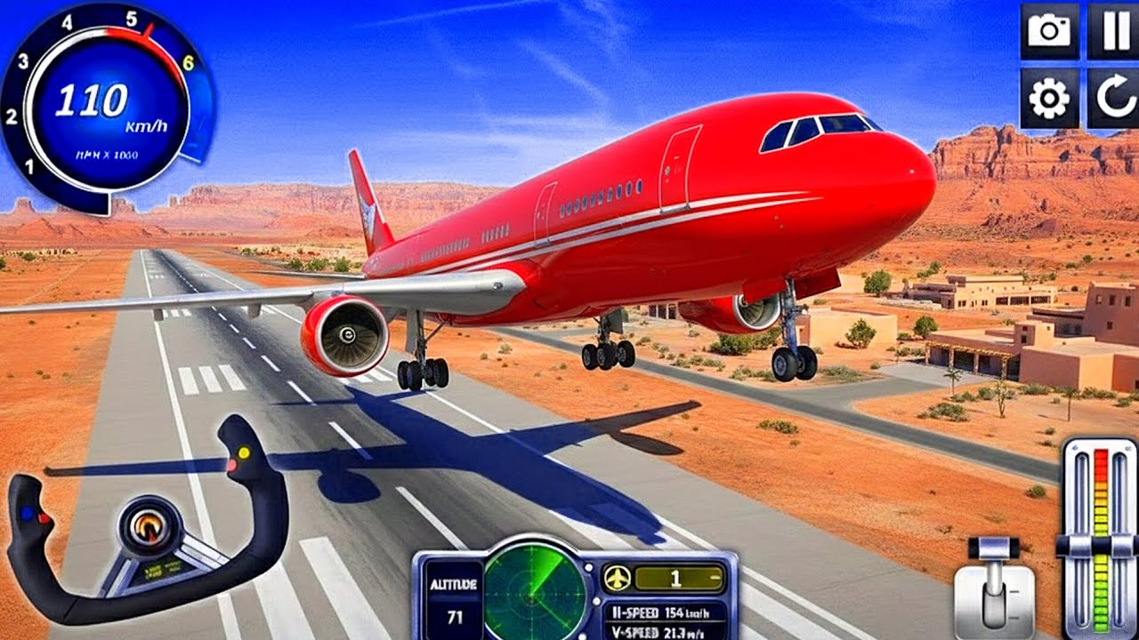 Flight Red Airplane City Pilot Simulator 2026- Boeing Emergency Landing 