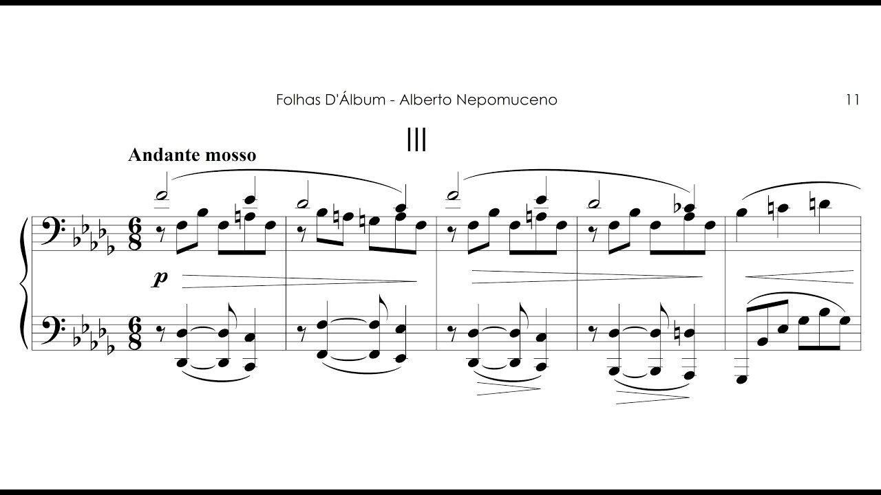 Alberto Nepomuceno | Folha d'álbum "Andante mosso"