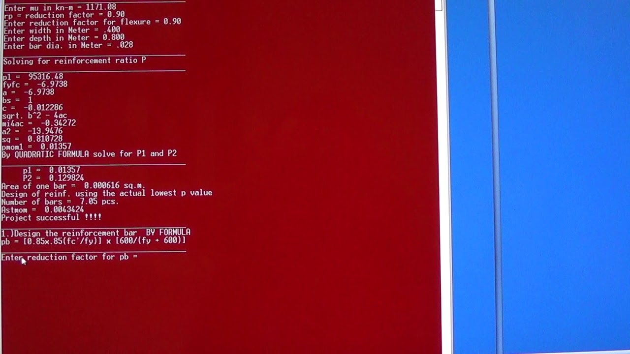 Design of tensile reinforcement bars for beam