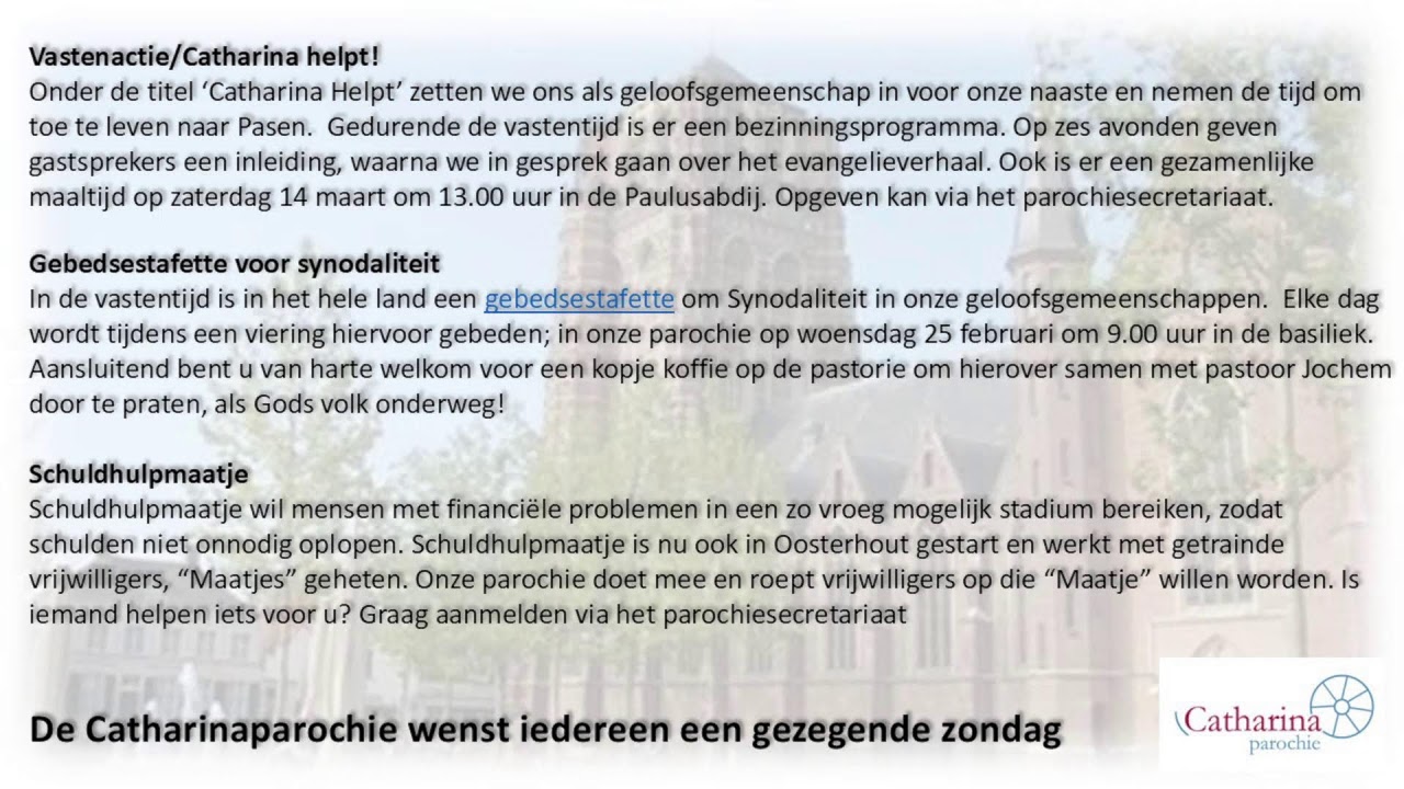 Livestream Basiliek Sint Jan de Doper - Eucharistieviering - 22 februari 2026