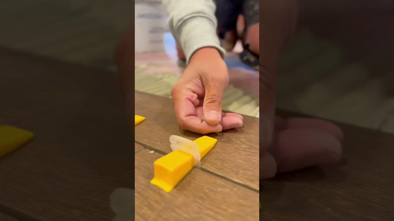 Wood look plank floor tile install 