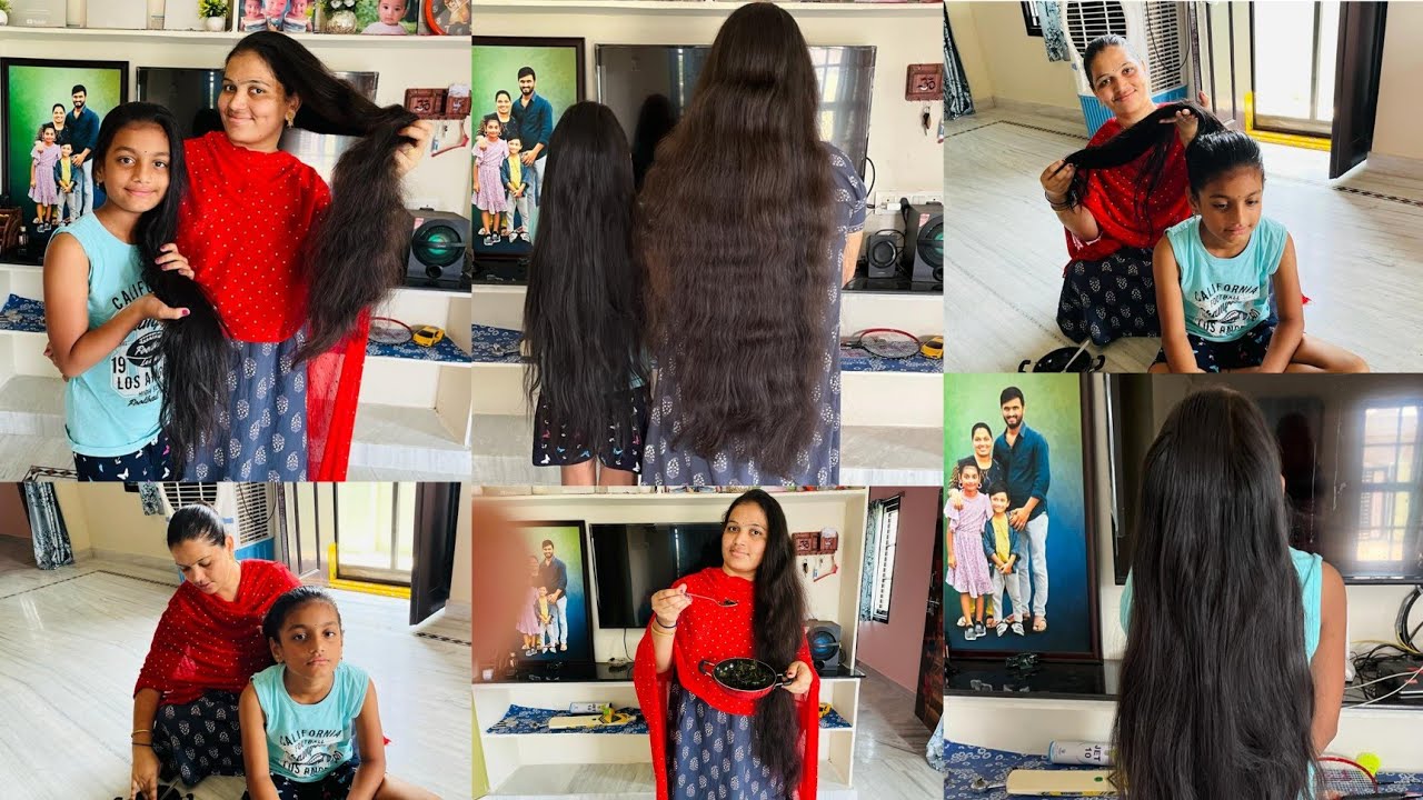 మా జుట్టు ఇంత పొడవుగా ఎందుకు పెరుగుతుందో తెలుసా🤷‍♂️ నేను ఇంట్లో తయారు చేసుకునే నూనె వల్ల👍#hairtips
