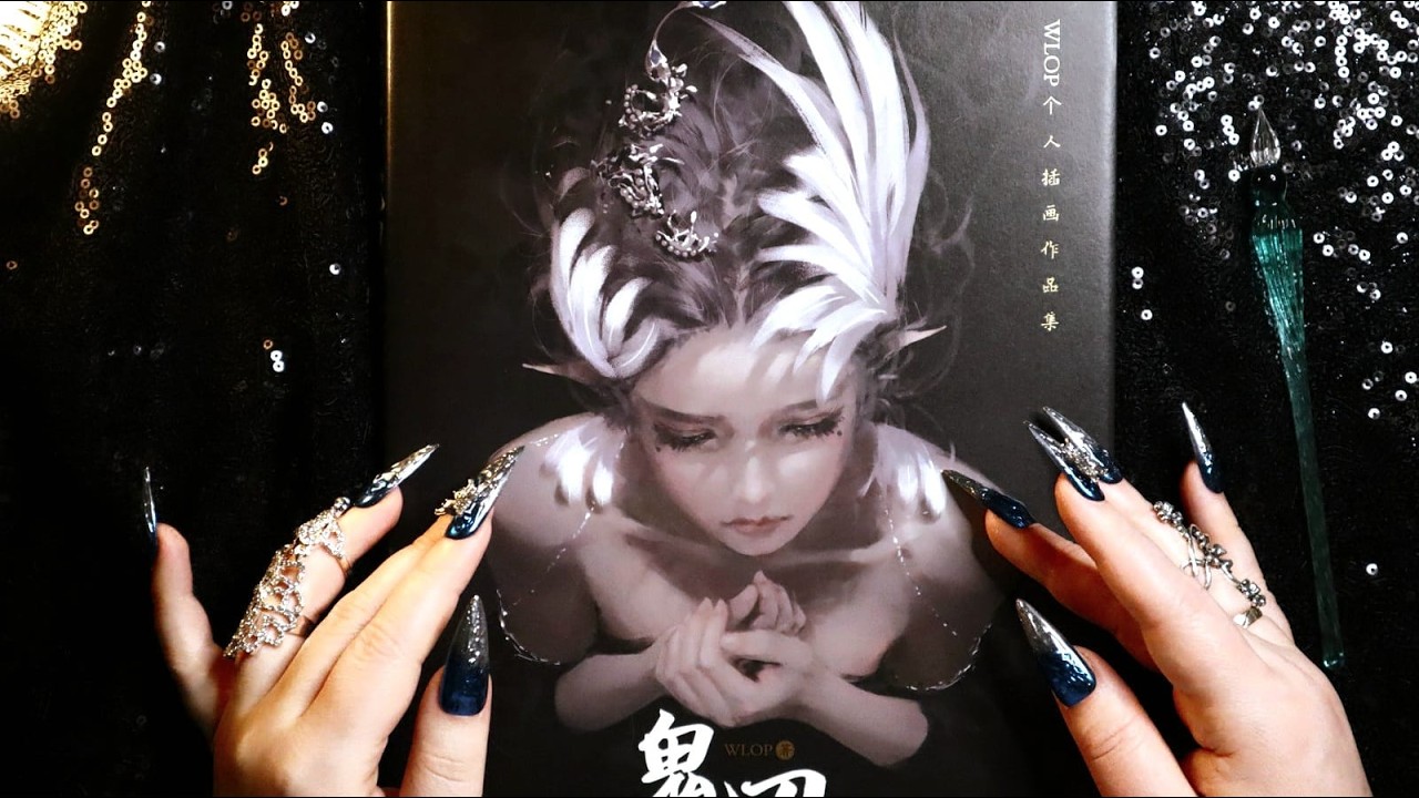 ASMR Book Tapping, Page Turning, Pictures Tracing ✨ WLOP GhostBlade ✨ Inaudible Whispering
