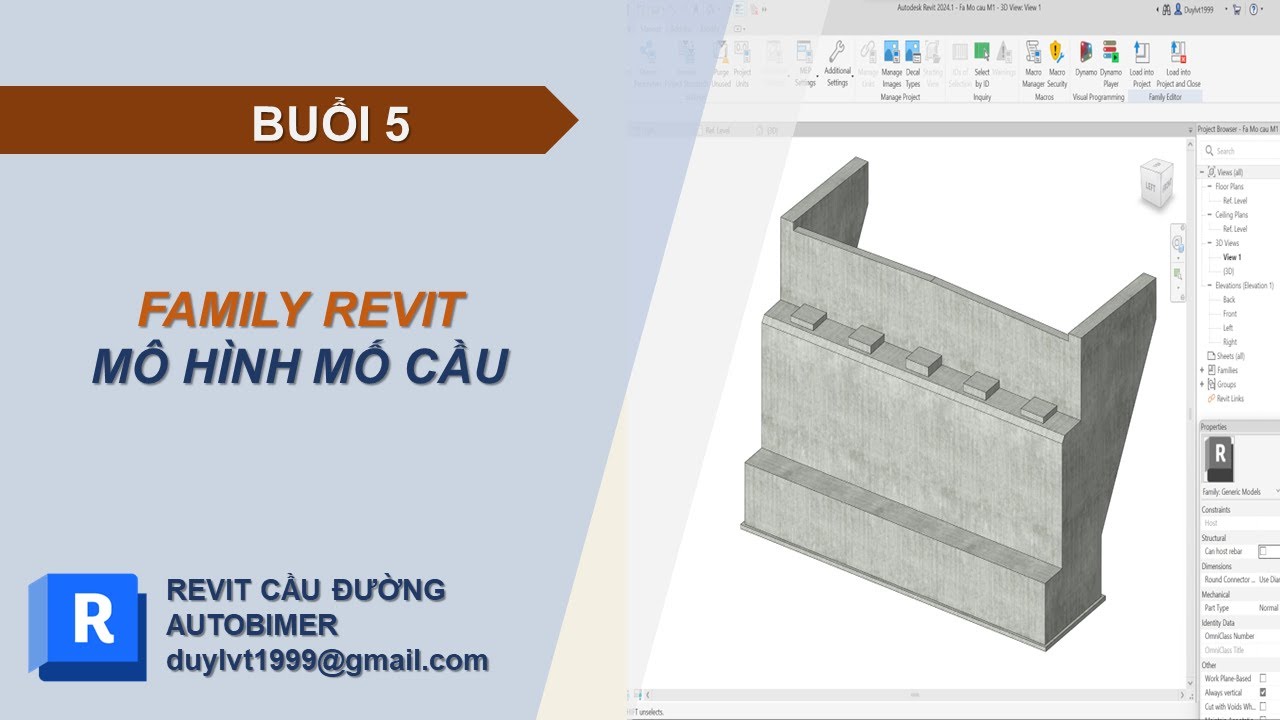 Revit Cầu đường Buổi 5: Tạo Family Mố cầu (Family generic model)