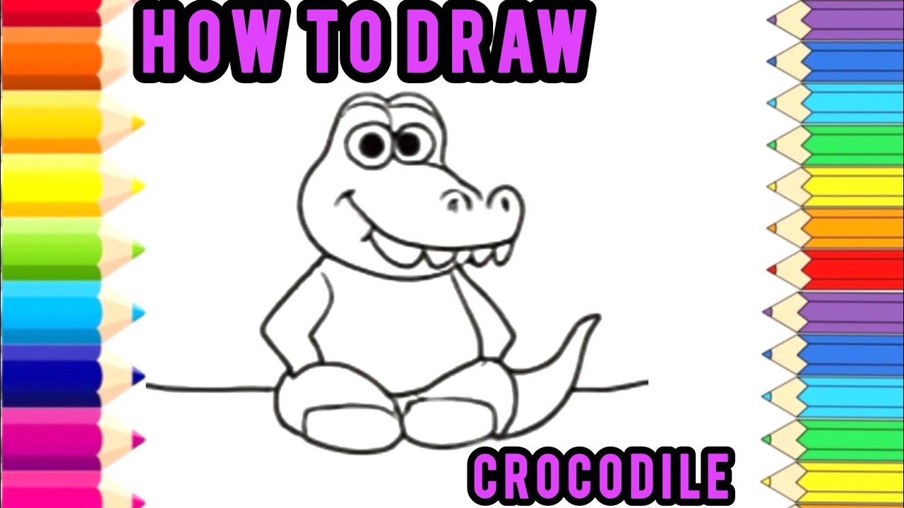Crocodile Drawing Easy | Step by Step Tutorial for Kids with Colour