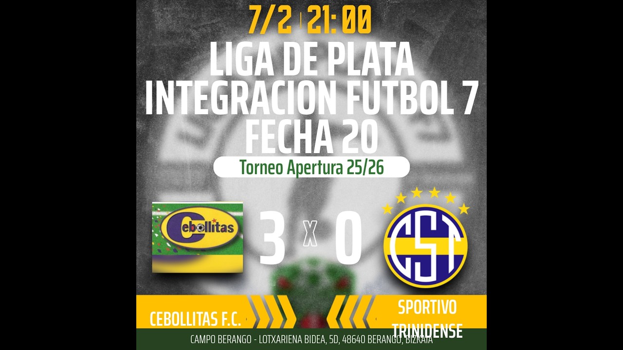 Liga de Plata integracion futbol 7 fecha 20 #CebollitasvsSportTrinidense
