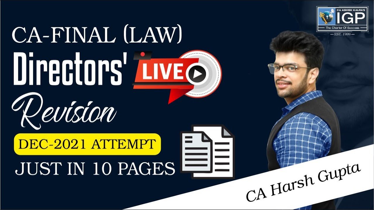 CA Final Directors' Revision (Sec. 149 to 205) | with 10 Pages summary | By CA Harsh Gupta